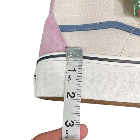 Vans Sk8-Hi Shoes 9.5 Tapered Stackform Blue &amp; Pink Sherpa Platform Pastels NEW