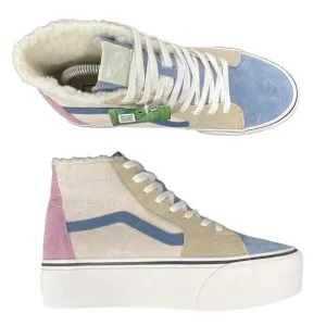 Vans Sk8-Hi Shoes 9.5 Tapered Stackform Blue &amp; Pink Sherpa Platform Pastels NEW