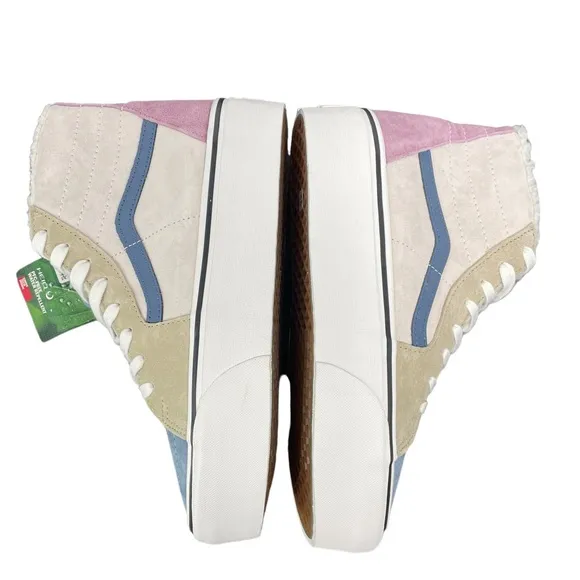 Vans Sk8-Hi Shoes 9.5 Tapered Stackform Blue &amp; Pink Sherpa Platform Pastels NEW