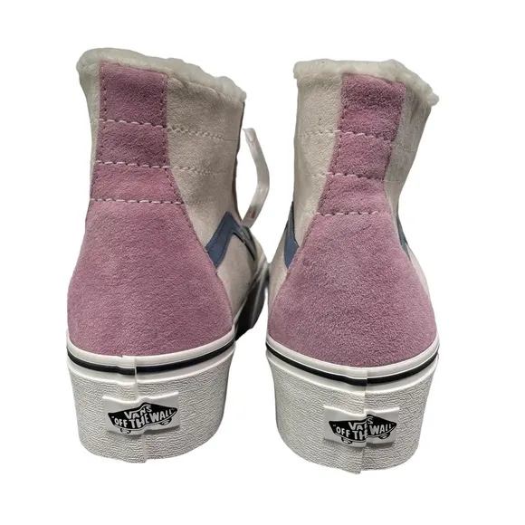 Vans Sk8-Hi Shoes 9.5 Tapered Stackform Blue &amp; Pink Sherpa Platform Pastels NEW