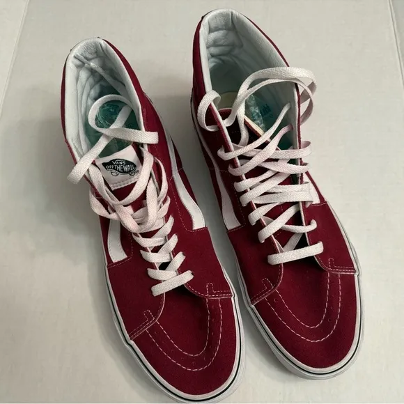 VANS SK8 HIGH TOP BURGUNDY SIZE 13 UNISEXCANVAS SKATE SHOES