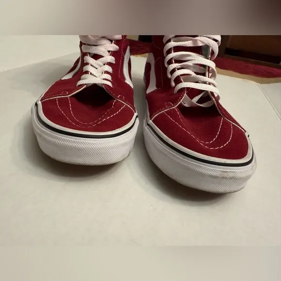 VANS SK8 HIGH TOP BURGUNDY SIZE 13 UNISEXCANVAS SKATE SHOES