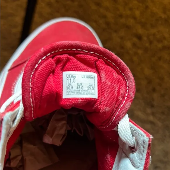 Vans Ska8 skateboard shoes red and white canvas size 11 1/2 men’s