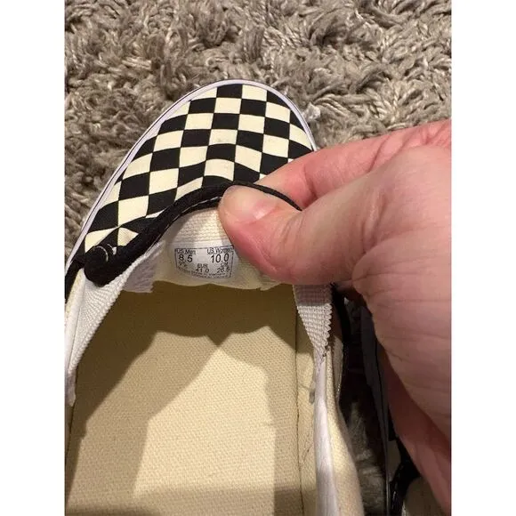 Vans Unisex Checkerboard Slip-On Sneakers Black Size 10 (Women) Casual Shoes