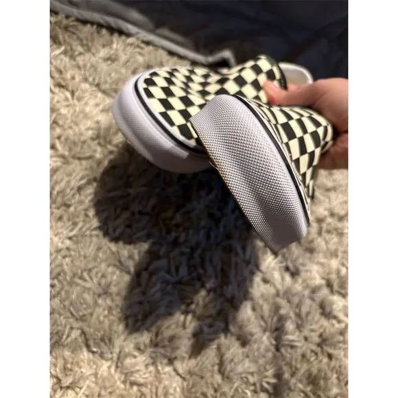 Vans Unisex Checkerboard Slip-On Sneakers Black Size 10 (Women) Casual Shoes