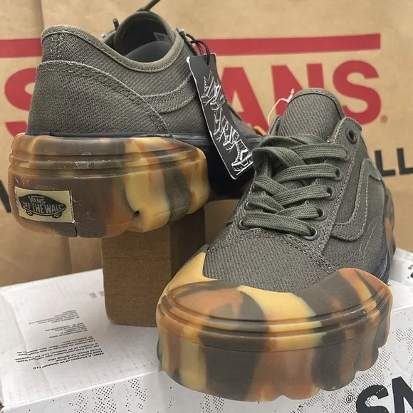 Vans WMNS Olive Green Sneakers Camouflage Old Skool Tapered Modular Grape Leaf
