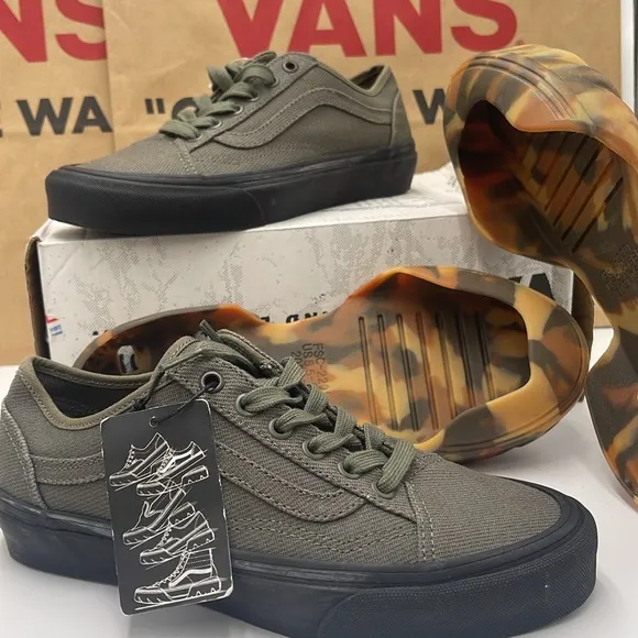 Vans WMNS Olive Green Sneakers Camouflage Old Skool Tapered Modular Grape Leaf