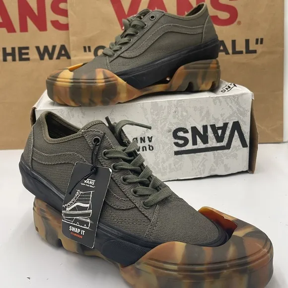 Vans WMNS Olive Green Sneakers Camouflage Old Skool Tapered Modular Grape Leaf
