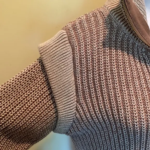 VARLEY Tori Knit Jacket Tan Zipper Front High Collar Luxury Neutral Minimalist