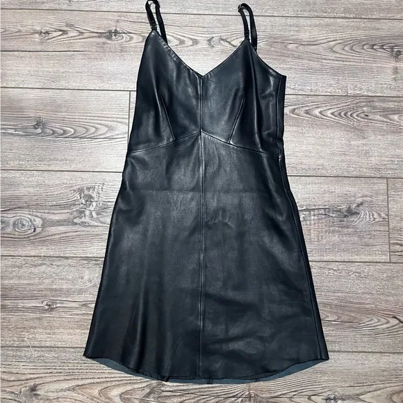 Veda leather slip dress elegant upscale luxury size small