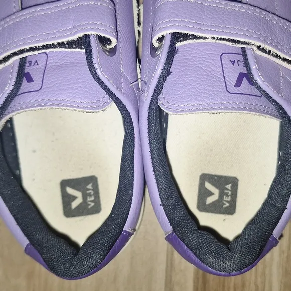 Veja Esplar Velcro ChromeFree Kids Shoes - Silver Solid Lavender 4 Small
