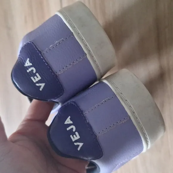 Veja Esplar Velcro ChromeFree Kids Shoes - Silver Solid Lavender 4 Small