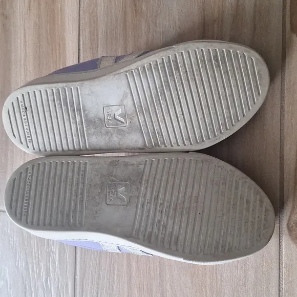 Veja Esplar Velcro ChromeFree Kids Shoes - Silver Solid Lavender 4 Small