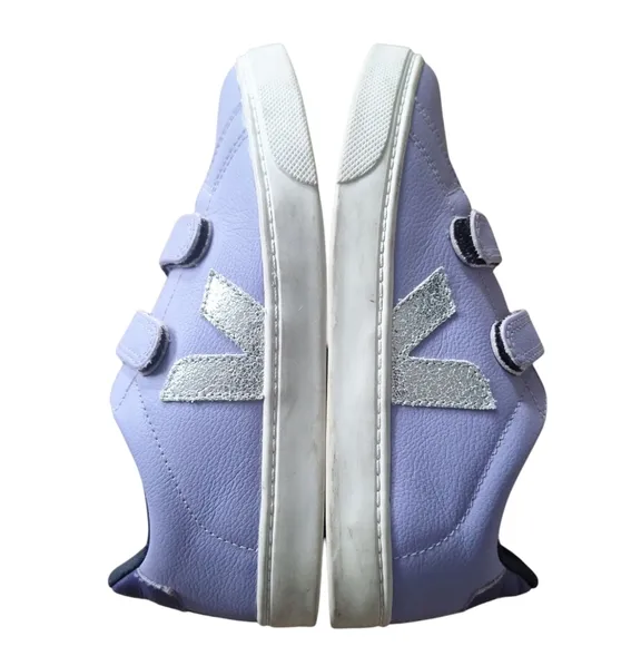 Veja Esplar Velcro ChromeFree Kids Shoes - Silver Solid Lavender 4 Small