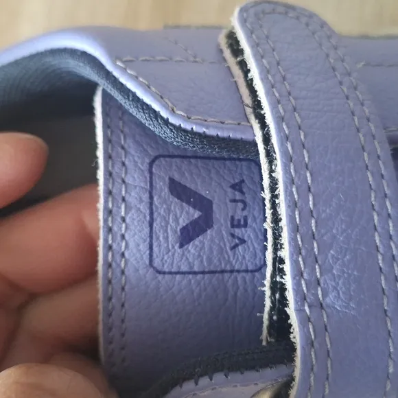 Veja Esplar Velcro ChromeFree Kids Shoes - Silver Solid Lavender 4 Small