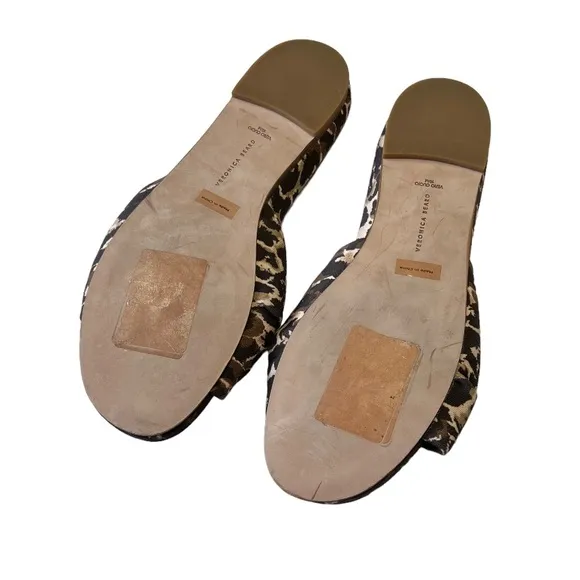 Veronica Beard Etra Knotted Leopard Print Canvas Slides Women’s Size 10