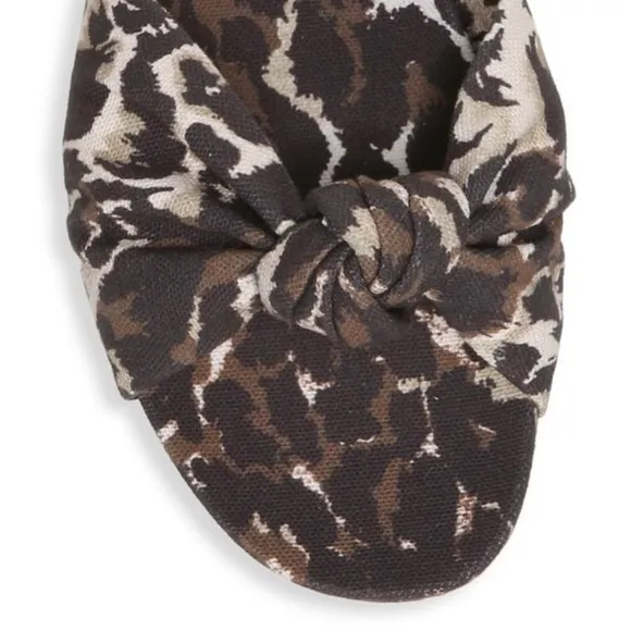 Veronica Beard Etra Knotted Leopard Print Canvas Slides Women’s Size 10