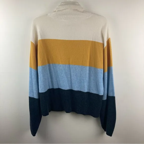 Veronica Beard Faber Cashmere Color block turtleneck Sweater size medium