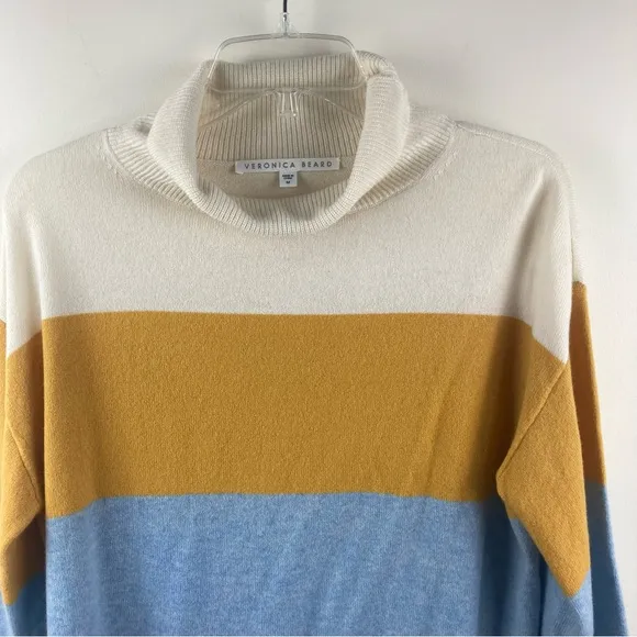 Veronica Beard Faber Cashmere Color block turtleneck Sweater size medium