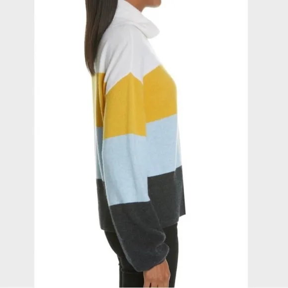 Veronica Beard Faber Cashmere Color block turtleneck Sweater size medium