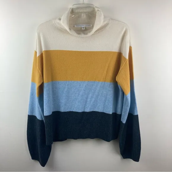 Veronica Beard Faber Cashmere Color block turtleneck Sweater size medium