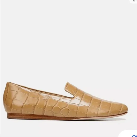 Veronica Beard Griffin Croc Embossed LeatherLoafers Flat in Pecan size 9.5 Tan