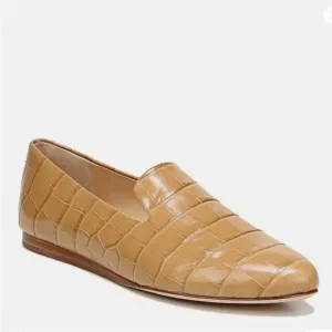 Veronica Beard Griffin Croc Embossed LeatherLoafers Flat in Pecan size 9.5 Tan