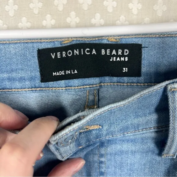 Veronica Beard Light Wash Carly Kick Flare High Rise Skater Jeans
