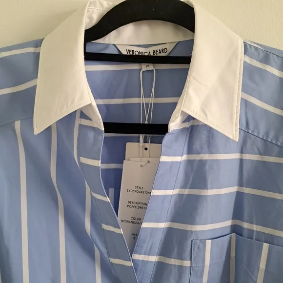 Veronica Beard Poppe Dress Hydrangea Blue Quiet Luxury Old Money $448 Size 12