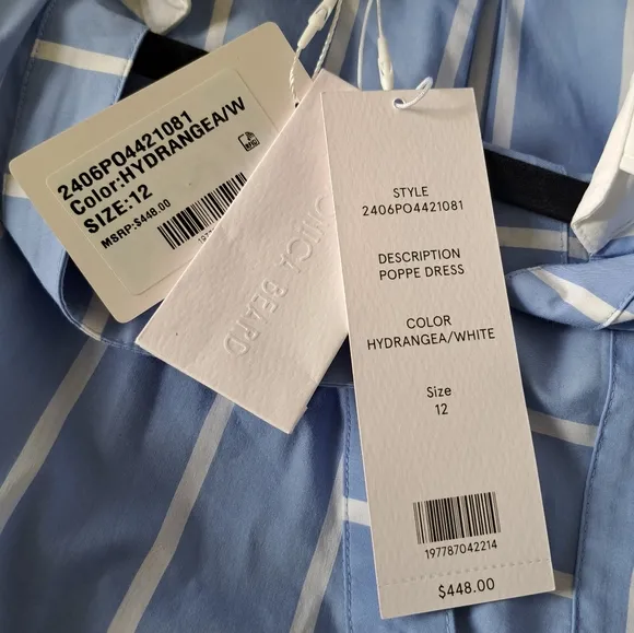 Veronica Beard Poppe Dress Hydrangea Blue Quiet Luxury Old Money $448 Size 12