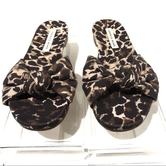 Veronica Beard Sandals Etra Knotted Leopard Flat Mule Sandals Slippers Sz 6.5