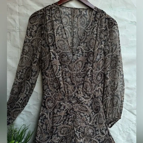 VERONICA BEARD Sazan Paisley Floral Long Sleeve Handkerchief Hem Midi Dress Sz 2