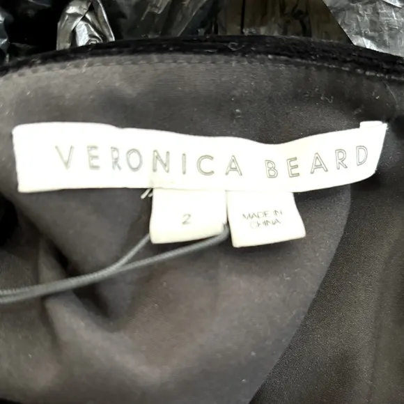 Veronica Beard Toki luxury velvet square neck ruched arms skirt cocktail dress 2