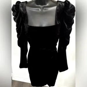 Veronica Beard Toki luxury velvet square neck ruched arms skirt cocktail dress 2
