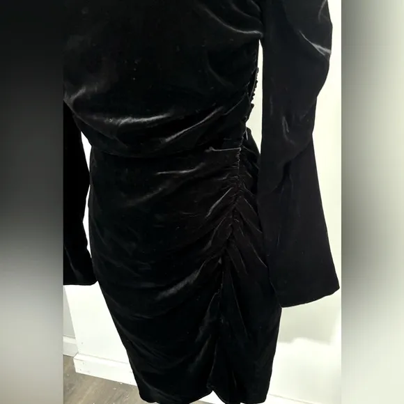 Veronica Beard Toki luxury velvet square neck ruched arms skirt cocktail dress 2