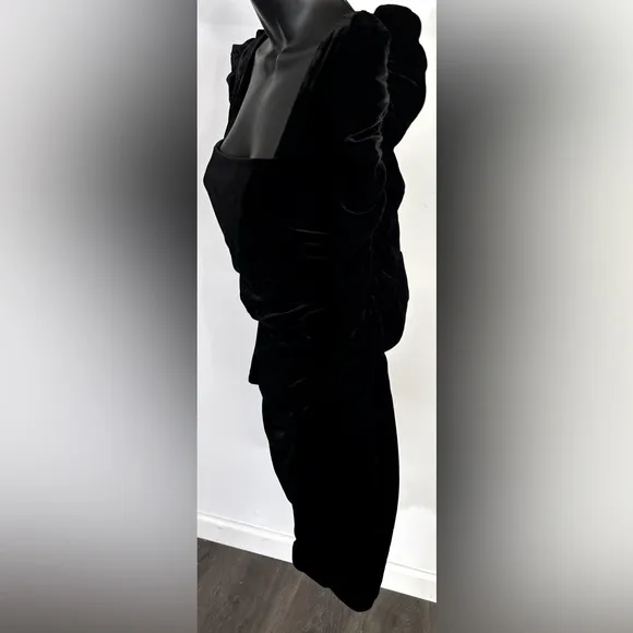 Veronica Beard Toki luxury velvet square neck ruched arms skirt cocktail dress 2