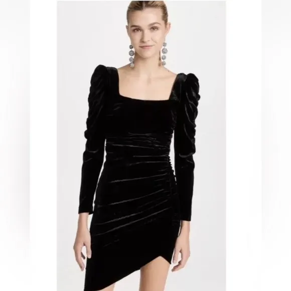 Veronica Beard Toki luxury velvet square neck ruched arms skirt cocktail dress 2