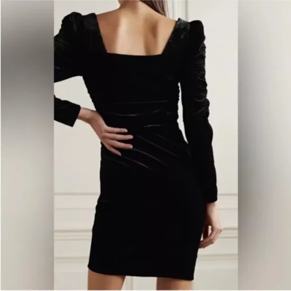 Veronica Beard Toki luxury velvet square neck ruched arms skirt cocktail dress 2