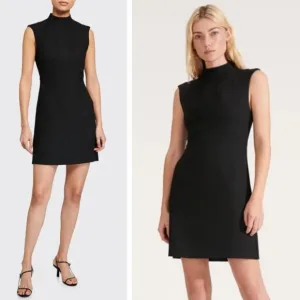 Veronica Beard Turner Dress Black Mini Minimalist Neutral Sleeveless Career Work