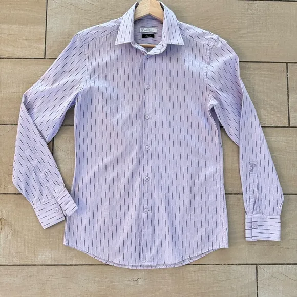 Versace Collection Trend Mens Cotton Lavender Dress Shirt Size 38 /15