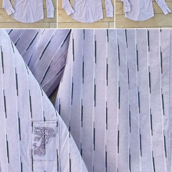 Versace Collection Trend Mens Cotton Lavender Dress Shirt Size 38 /15