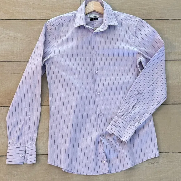 Versace Collection Trend Mens Cotton Lavender Dress Shirt Size 38 /15