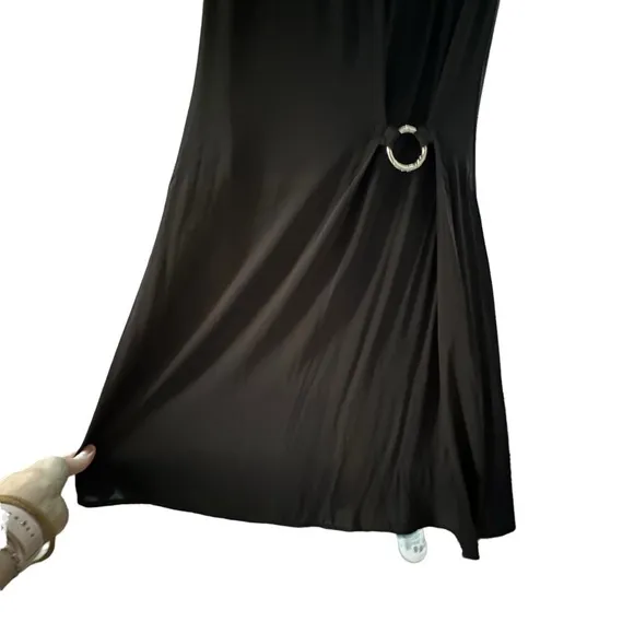 Versace Couture V-Neck Dress  Gathered Waist Silver Logo Embossed Ring luxury 4
