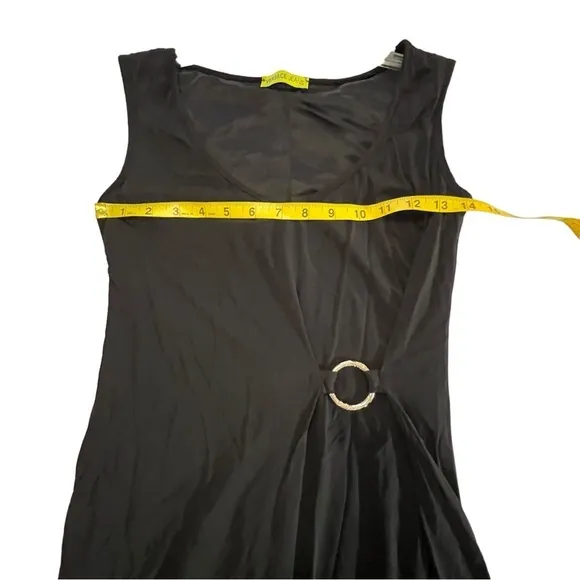 Versace Couture V-Neck Dress  Gathered Waist Silver Logo Embossed Ring luxury 4