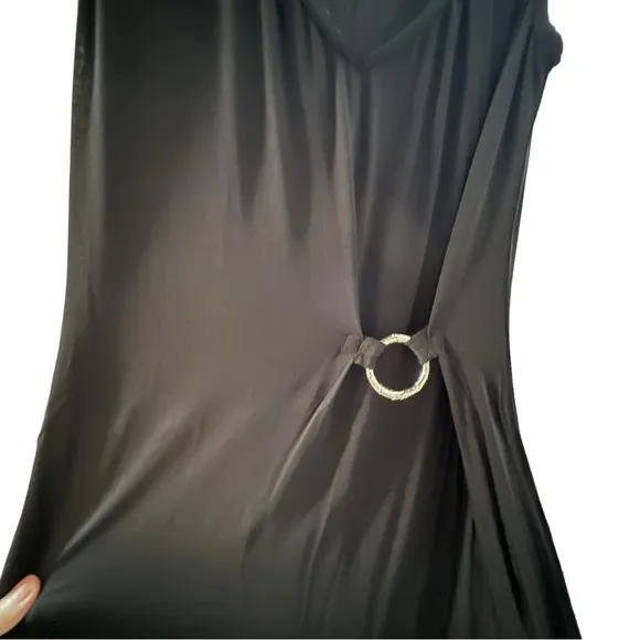 Versace Couture V-Neck Dress  Gathered Waist Silver Logo Embossed Ring luxury 4