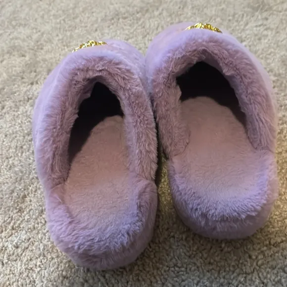 Versace Purple La Medusa Faux Fur Slippers