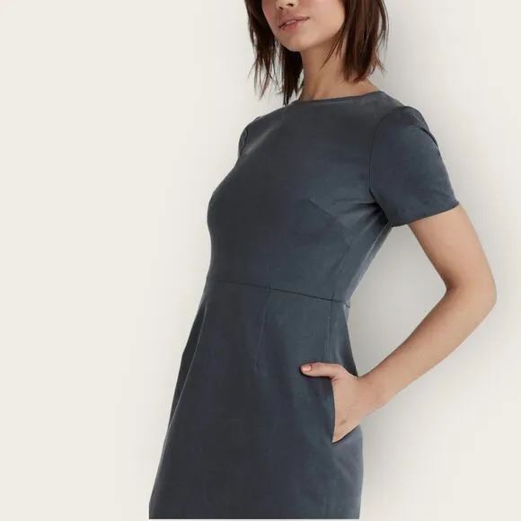 Vetta Capsule Sheath Dress | XS | Slate Blue Sustainable Minimalist Career Mini
