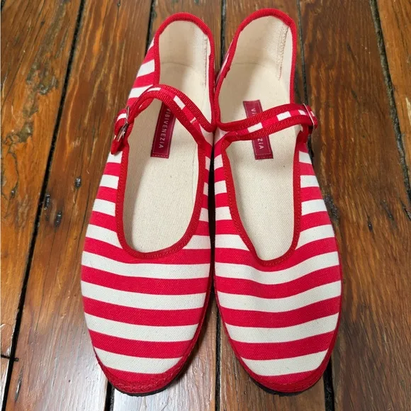 Vibi Venezia Women's Red Mary Jane Striped Shoes size 41