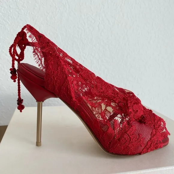 Vicente Rey Handmade Red Luxury Women Shoes. Size EU 40 US 10.