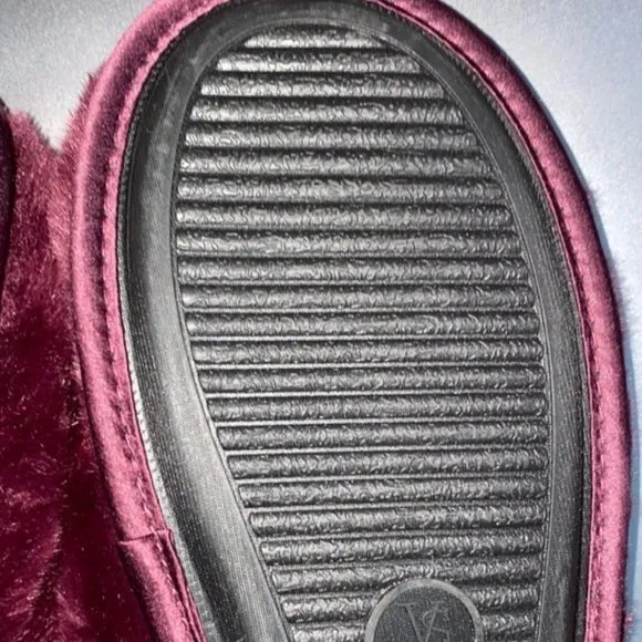 VICTORIA'S SECRET Logo Short Cozy Robe Deep Maroon KIR XS/S &amp; Slippers Small